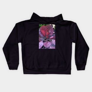 Radiant Maroon Fall Leaves Kids Hoodie